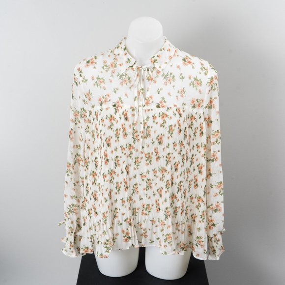 NWT Blush Poppy Pleated Poet-Sleeve Swing Top - M - Picture 4 of 8